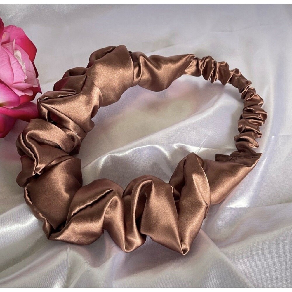Handmade Satin Ruffle Headband Pink | Elegant Hair Accessory | Women Girls - Picture 7 of 8